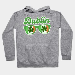 Dublin City Ireland Flag Sunglasses Shamrock St Patricks Day Hoodie